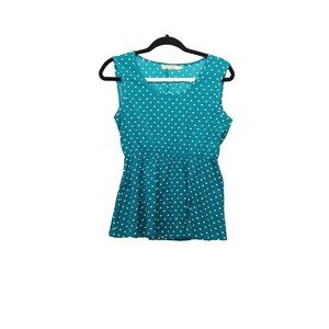 JUST FUNKY Blouse Size S(4-6) Women Elastic Waist Heart Pattern Cut out Back